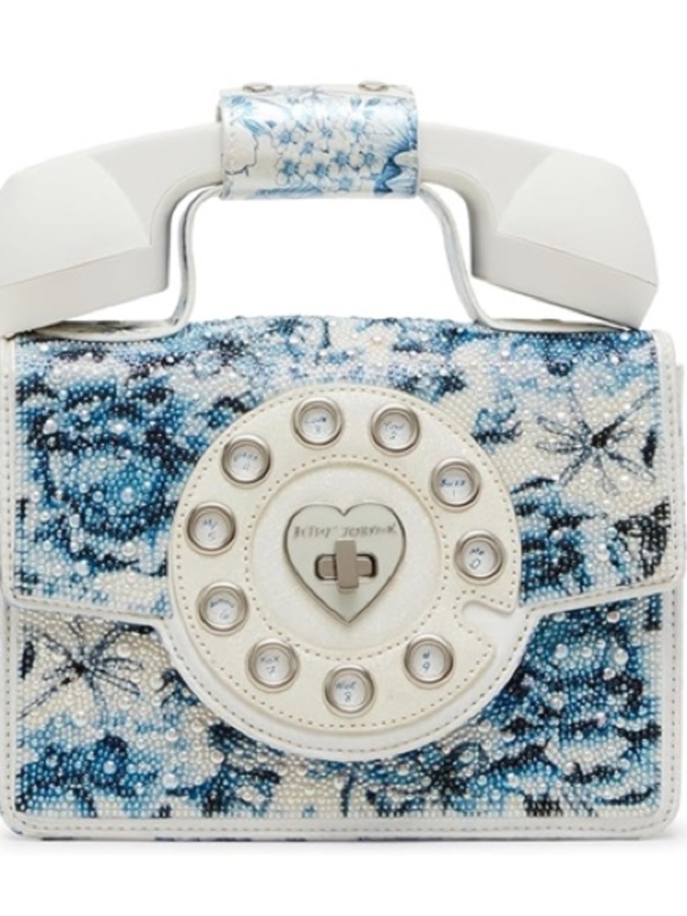 Betsey Johnson Blue and White Floral Telephone Crossbody Bag